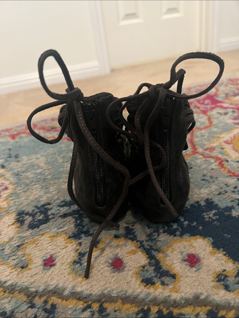 Jeffrey Campbell Black Lace-Up Pointed Toe Ballet Flats - Picture 2 of 4
